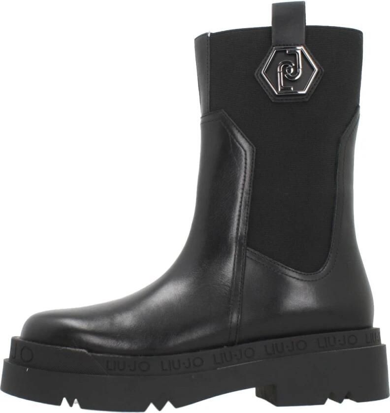 Liu Jo LIUJO enkellaars leer Love 34 met elastisch enkel zilver nikkel logo Zwart Maat : - Foto 2