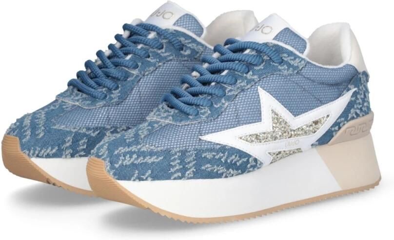 Liu Jo Denim Sneakers met Glitterdetail Blue Dames - Foto 4