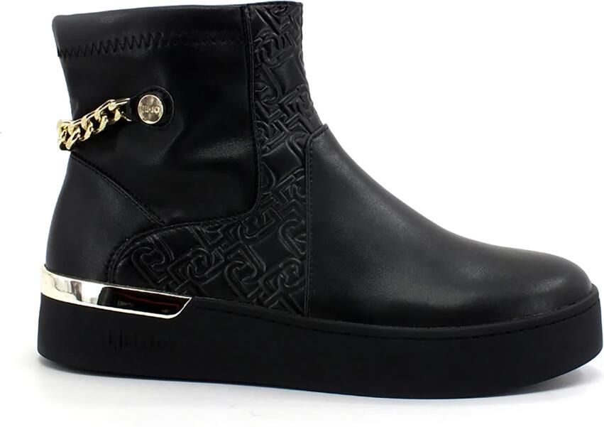 Liu Jo Zwarte leren enkellaars met ritssluiting en vetersluiting Zwart Dames - Foto 8