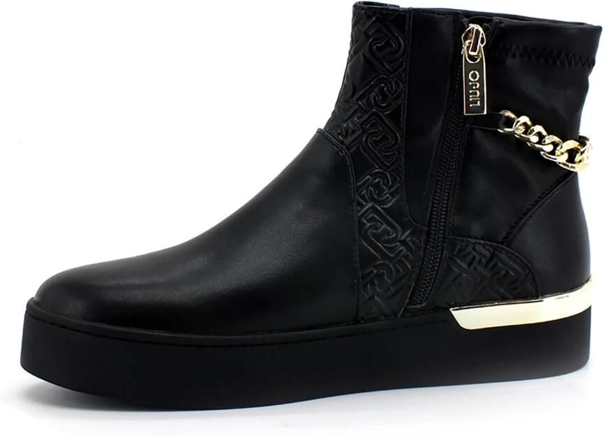 Liu Jo Zwarte leren enkellaars met ritssluiting en vetersluiting Zwart Dames - Foto 7