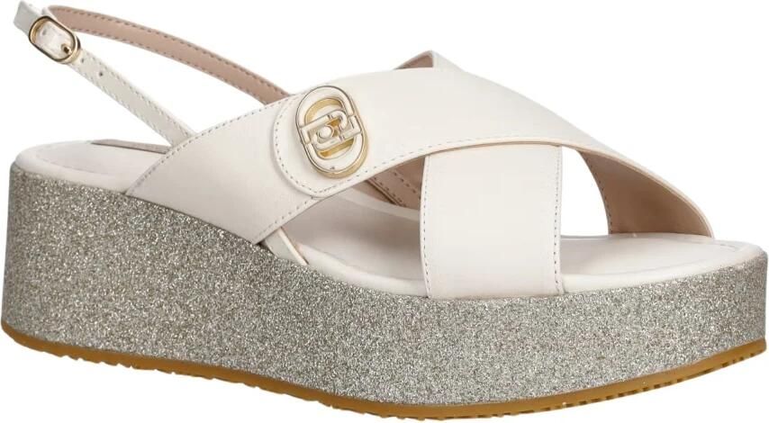 Liu Jo leren sandalen ecru zilver