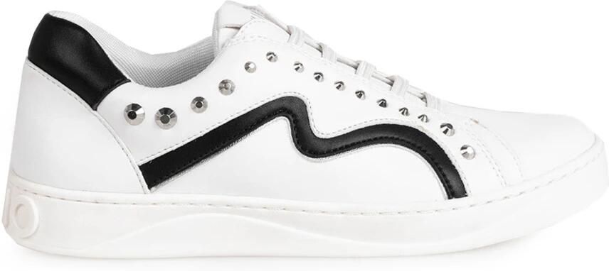 Liu Jo Stijlvolle sneakers met elastische banden en zilveren studs White Dames