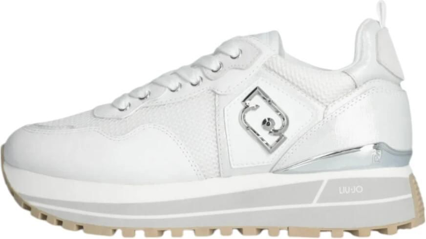 Liu Jo Witte leren sneakers met metalen details White Dames