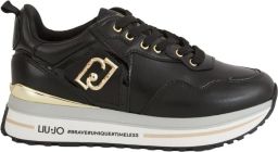 Liu Jo Slip-On Sporty Faux Leather Sneakers with Laces Wo Black