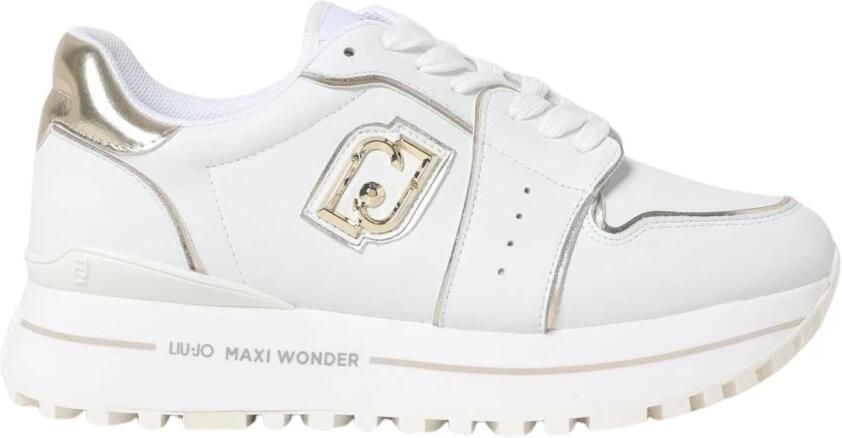 Liu Jo Witte leren sneakers met geperforeerde inzet en gelamineerde details - Foto 4