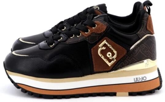 Liu Jo Maxi Wonder Sneaker 01 Tumbled Leer Zwart Bruin Multicolor Dames - Foto 2