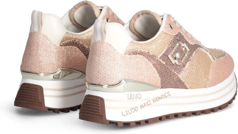 Liu Jo Roze Platte Schoenen Micro Pailletten Sneakers Pink Dames