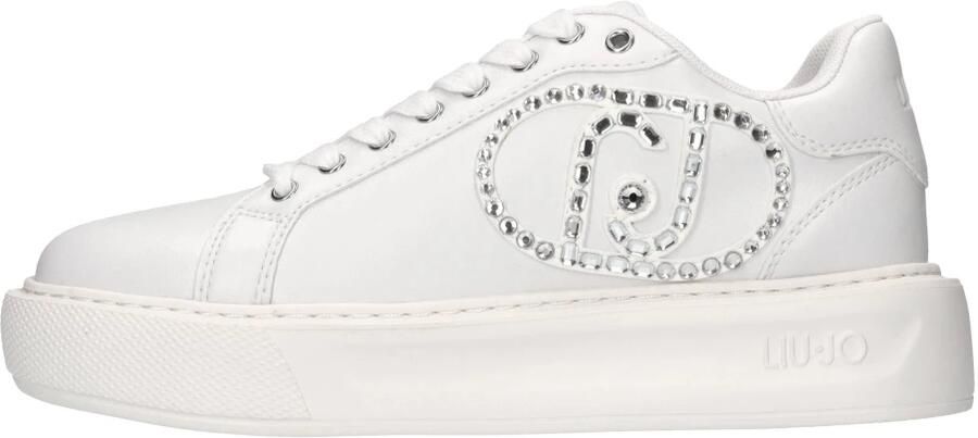 Liu Jo Witte sneakers met strass en metalen oogjes - Foto 5