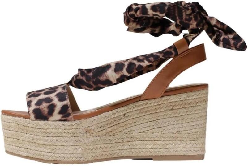 Liu Jo Sandalen met luipaardprint plateauzool en veters