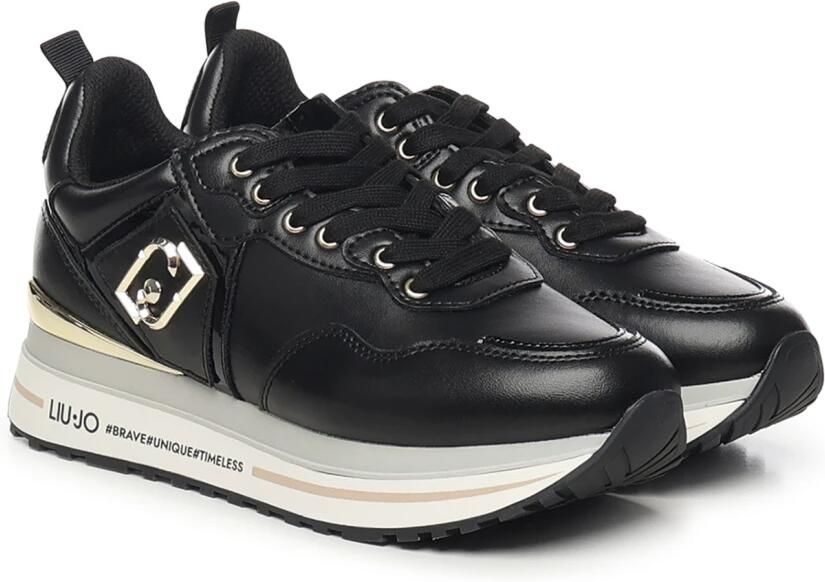 Liu Jo Slip-On Sporty Faux Leather Sneakers with Laces Wo Black - Foto 4