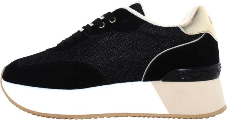 Liu Jo Zwarte Leren Suède Mesh Dames Sneakers