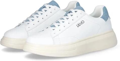 Liu Jo Witte Leren Hoge Zool Sneakers