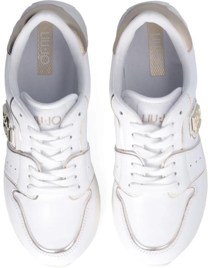 Liu Jo Witte leren sneakers met geperforeerde inzet en gelamineerde details - Foto 3
