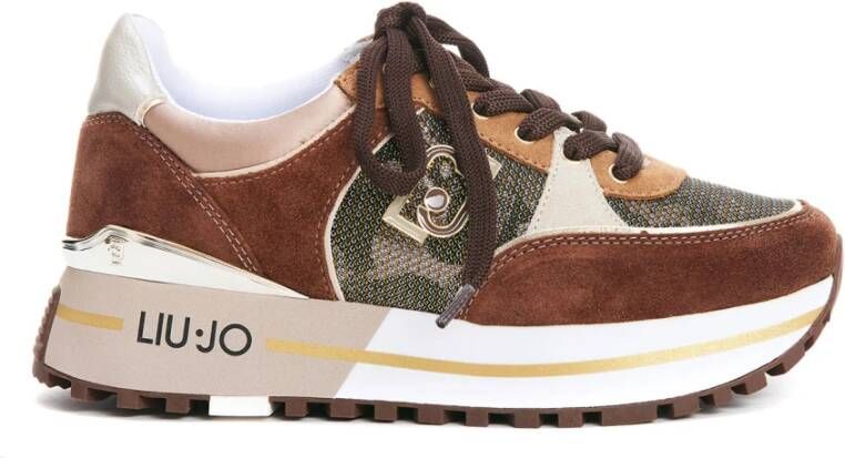 Liu Jo Maxi Wonder 20 suède sneakers bruin multi - Foto 6