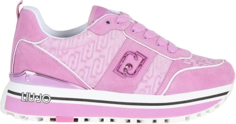 Liu Jo Maxi Wonder 71 Sneakers van leer en stof Pink Dames