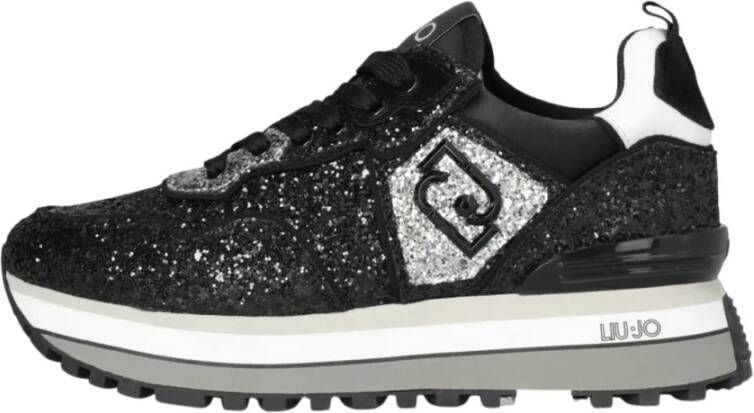 Liu Jo Maxi Wonder Glitter Sneaker 24 Zwart Zilver Zwart Heren