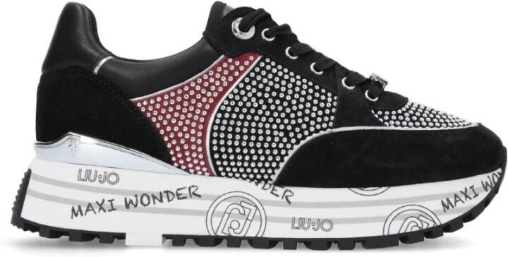 Liu Jo Zwarte Suède Sneakers met Studs en Metallic Details Zwart Dames