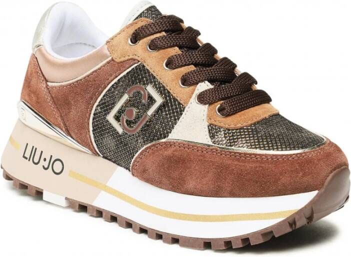 Liu Jo Maxi Wonder 20 suède sneakers bruin multi - Foto 4