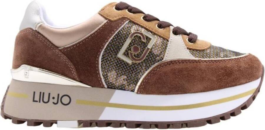 Liu Jo Maxi Wonder 20 suède sneakers bruin multi - Foto 3