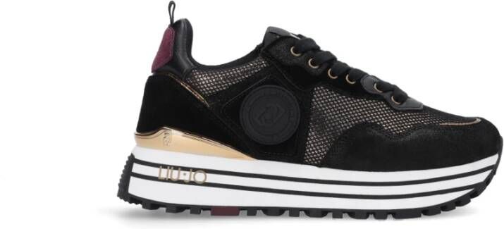 Liu Jo Maxi Wonder 01 suède sneakers zwart multi - Foto 4