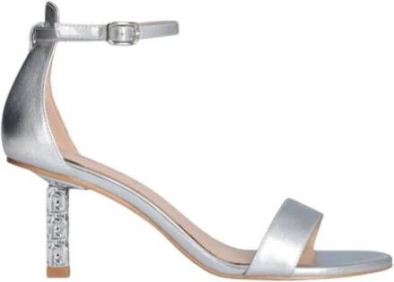 Liu Jo Metallic Zilveren Sandalen met Logohak