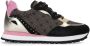 Liu Jo Monogram Print Leren Sneakers Zwart Bruin - Thumbnail 1