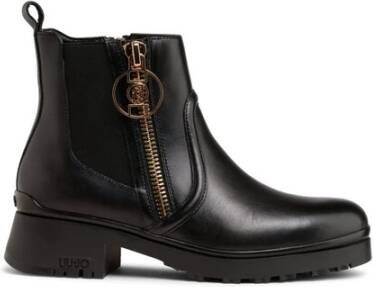 Liu Jo Leren Stretch Enkellaarzen Black Dames