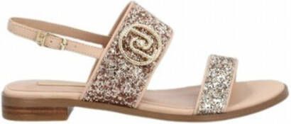 Liu Jo Platte glitter sandalen Beige Dames
