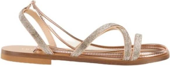 Liu Jo Platte sandalen met strass en veters Geel Dames