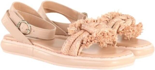 Liu Jo Torchon Platte Raffia Sandalen Pink Dames