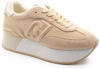 Liu Jo Beige Logo Sneakers met Suède en Mesh Panelen Beige Dames