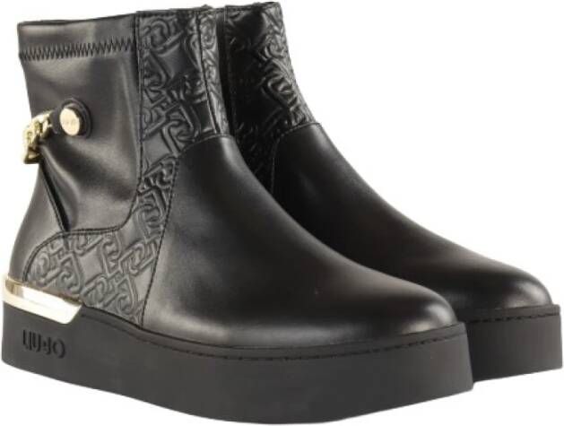 Liu Jo Zwarte leren enkellaars met ritssluiting en vetersluiting Zwart Dames - Foto 15