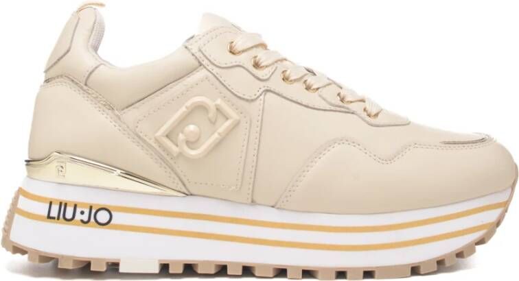 Liu Jo Witte leren sneakers met tonale logo en metallic detail Wit Dames - Foto 9