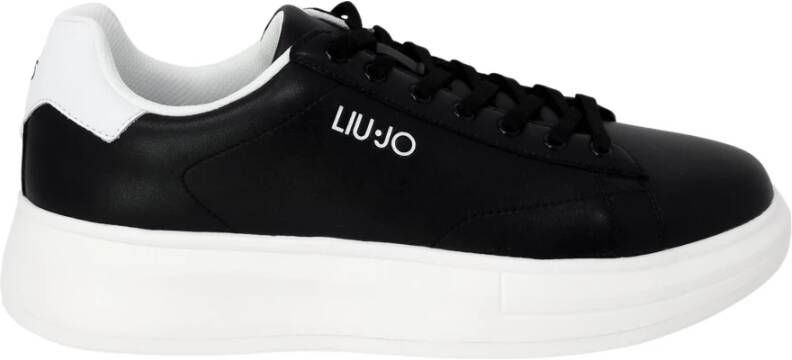 Liu Jo Zwarte Leren Sneakers met Rubberen Zool Black Heren