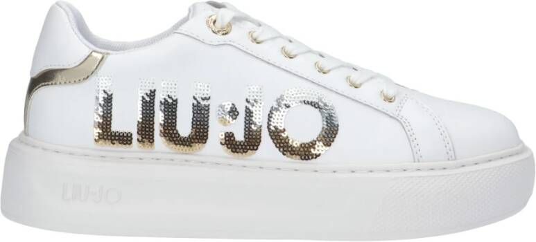 Liu Jo Witte Leren Sneaker met Pailletten Logo White Dames - Foto 3
