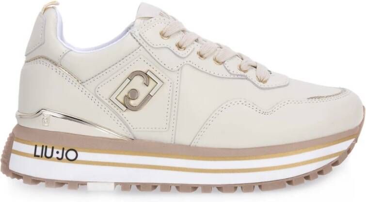 Liu Jo Witte leren sneakers met tonale logo en metallic detail Wit Dames - Foto 6