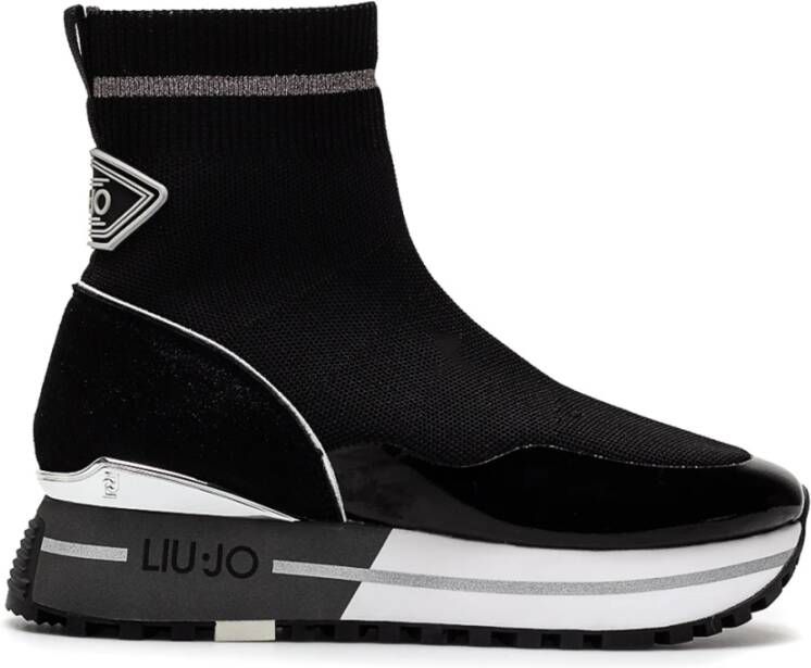 Liu Jo Zwarte leren enkellaars met ritssluiting en vetersluiting Zwart Dames - Foto 11