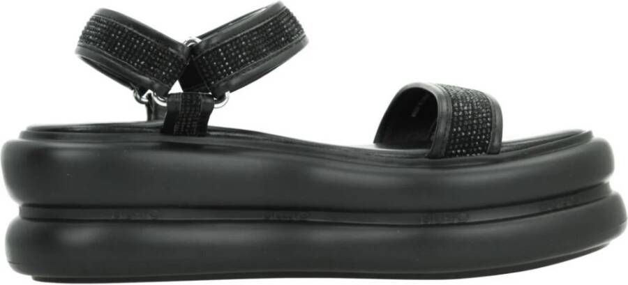 Liu Jo Stijlvolle platte sandalen voor de zomer Black Dames