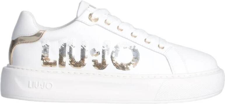 Liu Jo Witte Leren Sneaker met Pailletten Logo White Dames - Foto 2