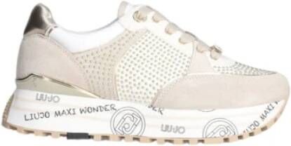 Liu Jo Studded Suede Platform Sneakers Beige Dames