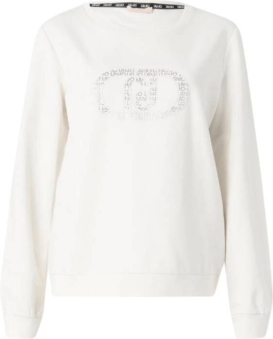 Liu Jo Witte Katoenen Gesloten Hals Sweatshirt