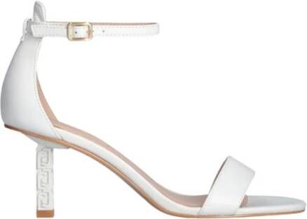 Liu Jo Witte leren sandalen met logohak