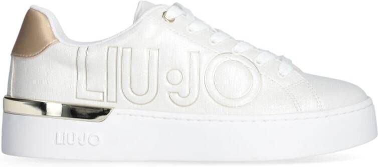 Liu Jo Witte Leren Sneakers Groot Logo