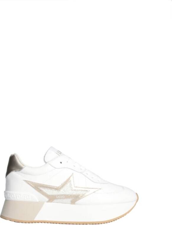 Liu Jo Witte Leren Sneakers met Gouden Details White Dames