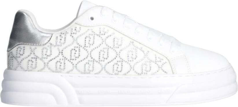 Liu Jo Witte Platte Sneakers met Strass White Dames