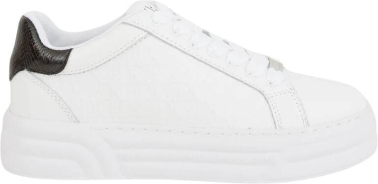 Liu Jo Witte Leren Sneaker met Reliëf Logo White Dames