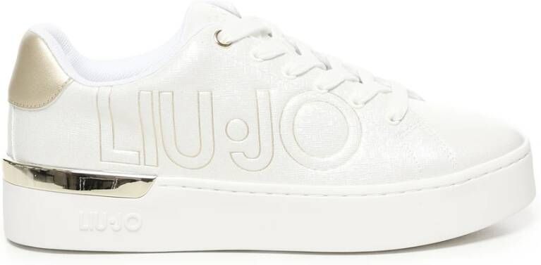 Liu Jo Witte Leren Sneakers Groot Logo