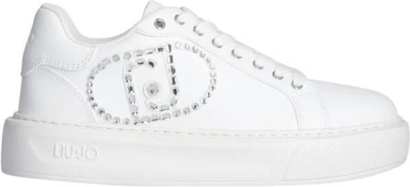 Liu Jo Witte sneakers met strass en metalen oogjes