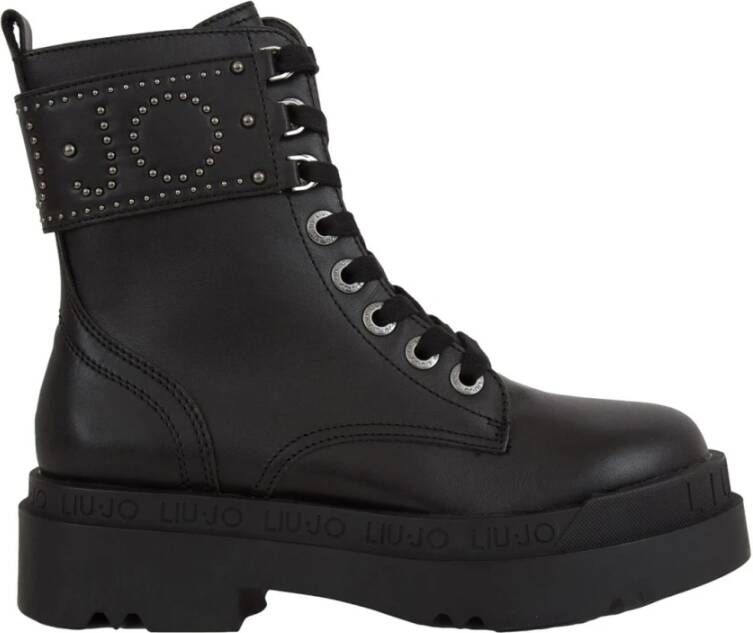 Liu Jo Zwarte platte schoenen met studs Black Dames