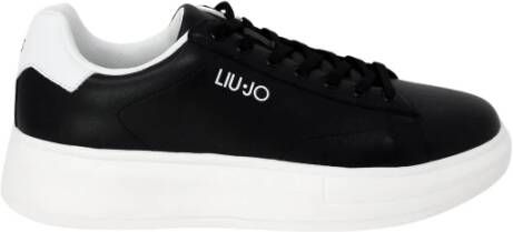 Liu Jo Zwarte Leren Sneakers met Rubberen Zool Black Heren